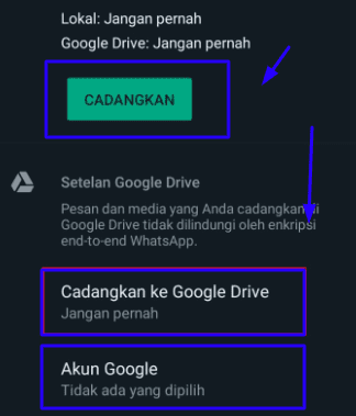 Cadangan WA di Google Drive